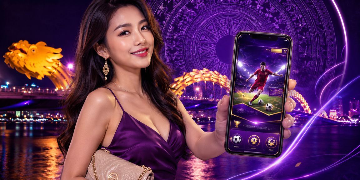 Người dùng tại Đà Nẵng tham gia cá cược thể thao trực tuyến trong không gian neon ban đêm